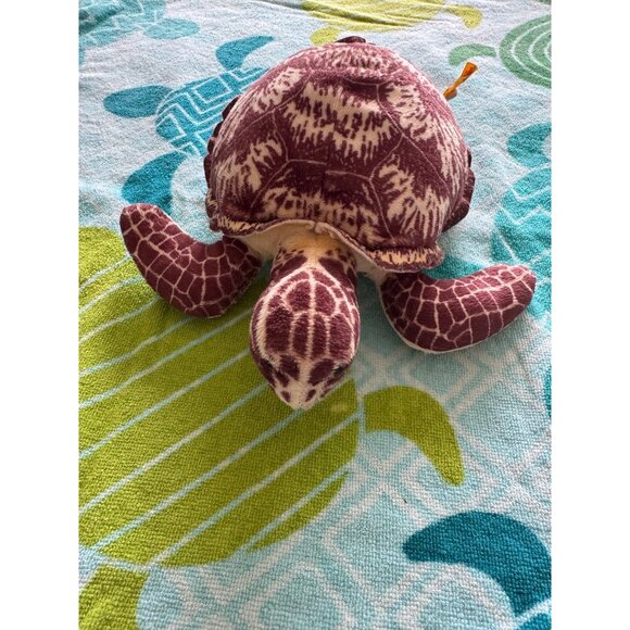 Steiff Plush Sea Turtle Stuffed Animal 13"Brown & Cream Soft Toy With Button Tag - Picture 1 of 6